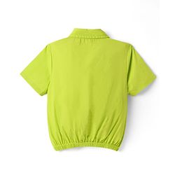 Pine Kids Poplin Woven Half Sleeves Top with Pockets - Limegreen