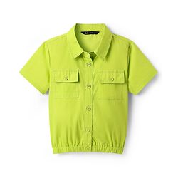 Pine Kids Poplin Woven Half Sleeves Top with Pockets - Limegreen