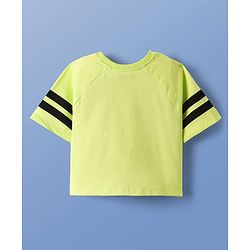 Pine Kids Cotton Knit Half Raglan Sleeves T-Shirt With Teddy Print & Tape Detailing - Limegreen