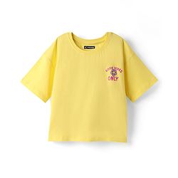 Pine Kids Cotton Knit Half Sleeves Drop Shoulder T-Shirt With Its Ok To Rest Print - Yellow