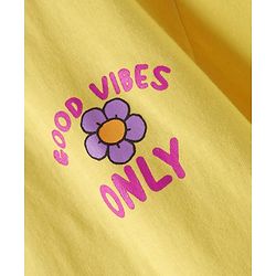 Pine Kids Cotton Knit Half Sleeves Drop Shoulder T-Shirt With Its Ok To Rest Print - Yellow