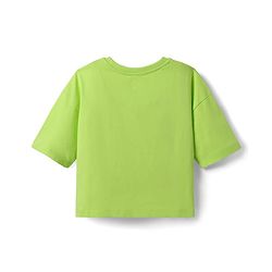 Pine Kids Cotton Knit Half Drop Shoulder Sleeves T-Shirt with Beach Theme Print - Light Green