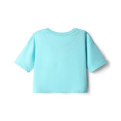 Pine Kids Cotton Knit Half Sleeves Drop Shoulder T-Shirt with You Go Girl Text Print - Light Blue