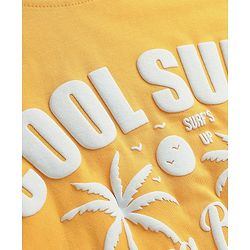 Pine Kids Cotton Knit Half Sleeves T-Shirts with Beach Theme Print - Yellow