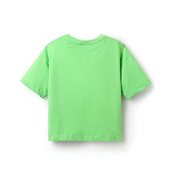 Pine Kids Cotton Knit Half Drop Shoulder Sleeves T-Shirt with Beach Theme Print - Light Green