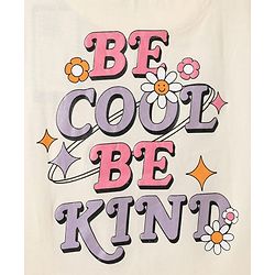 Pine Kids Cotton Knit Half Drop Shoulder Sleeves T-Shirt with Text Print - Cream