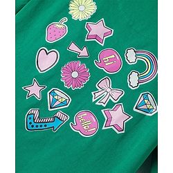 Pine Kids Cotton Knit Half Drop Shoulder Sleeves T-Shirt with Front & Back Text Print - Mint