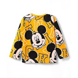 Pine Kids Disney Single Jersey Knit Full Sleeves Night Suit With Mickey Mouse Print - Yellow