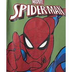 Pine Kids Marvel Single Jersey Knit Half Sleeve Drop Shoulder T-Shirt With Spider-man Graphic - Olive Green