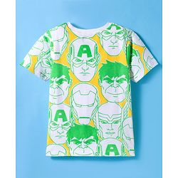Pine Kids Marvel Single Jersey Knit Half Sleeves T-Shirt & Shorts Set With Avengers Print - Light Green