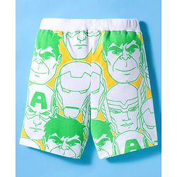 Pine Kids Marvel Single Jersey Knit Half Sleeves T-Shirt & Shorts Set With Avengers Print - Light Green