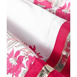 Pine Kids Woven Sleeveless Choli Lehenga  Set & Dupatta with Sequin Design & Floral Print -  Dark Pink