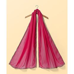 Pine Kids Woven Sleeveless Choli Lehenga  Set & Dupatta with Sequin Design & Floral Print -  Dark Pink