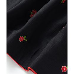 Pine Kids Woven Sleeveless Choli Lehenga Set With Floral Embroidery & Dupatta - Black