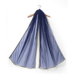 Pine Kids Woven Sleeveless Foil Printed Choli Lehenga Set with Dupatta & Sequin Detailing - Navy Blue