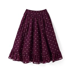 Pine Kids Woven Singlet Sleeves Foil Printed Choli Lehenga Set with Dupatta - Wine