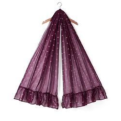 Pine Kids Woven Singlet Sleeves Foil Printed Choli Lehenga Set with Dupatta - Wine