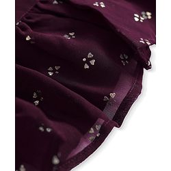 Pine Kids Woven Singlet Sleeves Foil Printed Choli Lehenga Set with Dupatta - Wine