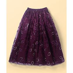 Pine Kids Woven Sleeveless Floral Printed & Embroidery Choli Lehenga Set with Dupatta & Sequin Detailing - Purple