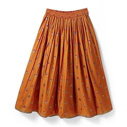 Pine Kids Woven Sleeveless Choli  Lehenga  Set & Dupatta with Floral Embroidery - Orange