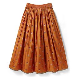 Pine Kids Woven Sleeveless Choli  Lehenga  Set & Dupatta with Floral Embroidery - Orange