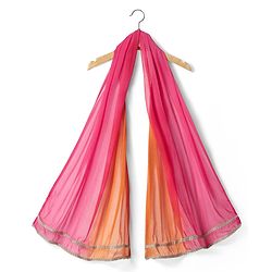 Pine Kids Woven Sleeveless Choli  Lehenga  Set & Dupatta with Floral Embroidery - Orange