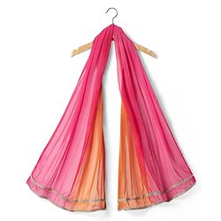 Pine Kids Woven Sleeveless Choli  Lehenga  Set & Dupatta with Floral Embroidery - Orange