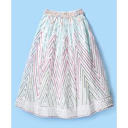 Pine Kids Woven Flutter Sleeves Choli  Lehenga  Set & Dupatta with Sequin Design - White