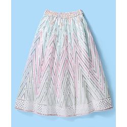 Pine Kids Woven Flutter Sleeves Choli  Lehenga  Set & Dupatta with Sequin Design - White