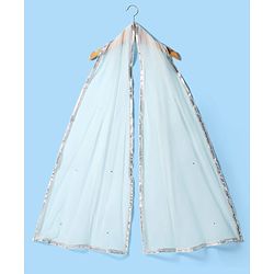Pine Kids Woven Flutter Sleeves Choli  Lehenga  Set & Dupatta with Sequin Design - White
