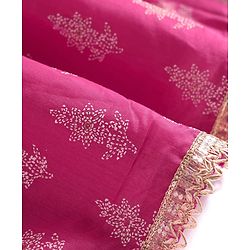 Pine Kids Sleeveless Foil Printed Choli Lehenga Set with Dupatta - Dark Pink