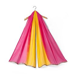 Pine Kids Woven Sleeveless Choli  Lehenga Set & Dupatta with Floral Embroidery - Yellow & Dark Pink