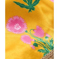 Pine Kids Woven Sleeveless Choli  Lehenga Set & Dupatta with Floral Embroidery - Yellow & Dark Pink