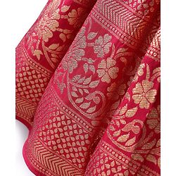 Pine Active Woven Sleeveless Lehenga Choli Set With Sequin Detailing & Floral Embriodery - Pink