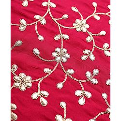 Pine Active Woven Sleeveless Lehenga Choli Set With Sequin Detailing & Floral Embriodery - Pink