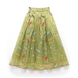 Pine Kids Woven Sleeveless Floral Embroidery Choli Lehenga Set with Dupatta & Sequin Detailing - Light Green