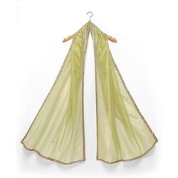 Pine Kids Woven Sleeveless Floral Embroidery Choli Lehenga Set with Dupatta & Sequin Detailing - Light Green