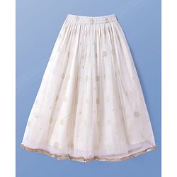 Pine Kids Woven Half Sleeves Floral Sequin Embroidered Choli Lehenga Set with Dupatta - White