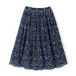 Pine Kids Woven Singlet Sleeves Choli Lehenga Set with Dupatta & Floral Sequin Detailing - Navy Blue