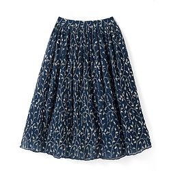 Pine Kids Woven Singlet Sleeves Choli Lehenga Set with Dupatta & Floral Sequin Detailing - Navy Blue