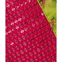 Pine Kids Woven Sleeveless Choli  Lehenga Set & Dupatta with Sequin Design & Floral Print -Limegreen
