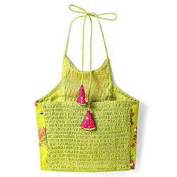 Pine Kids Woven Sleeveless Choli  Lehenga Set & Dupatta with Sequin Design & Floral Print -Limegreen