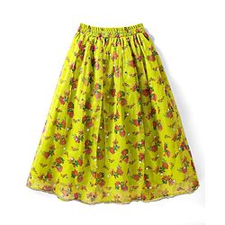 Pine Kids Woven Sleeveless Choli  Lehenga Set & Dupatta with Sequin Design & Floral Print -Limegreen