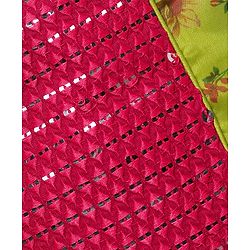 Pine Kids Woven Sleeveless Choli  Lehenga Set & Dupatta with Sequin Design & Floral Print -Limegreen