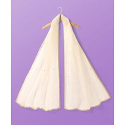 Pine Kids Woven Sleeveless Embroidered Lehenga Choli & Dupatta Set with Sequin & Lace Detailing - Off White & Mustard