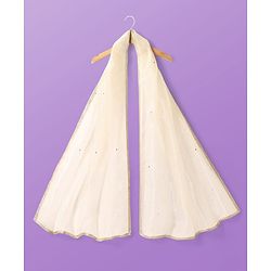 Pine Kids Woven Sleeveless Embroidered Lehenga Choli & Dupatta Set with Sequin & Lace Detailing - Off White & Mustard