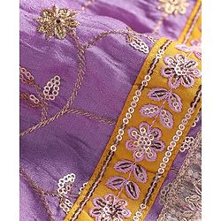 Pine Kids Woven Half Sleeves Floral Sequin Embroidered Choli Lehenga Set with Dupatta - Purple