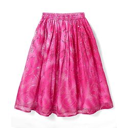 Pine Kids Woven Sleeveless Tie Dye  Choli  Lehenga  Set & Dupatta with Sequin Floral Design - Dark Pink