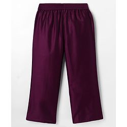Pine Kids Woven Sleeveless Kurti Salwar Set With Foil Print & Dupatta - Wine