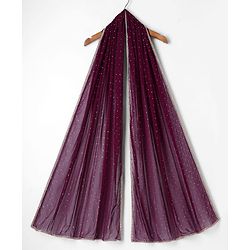 Pine Kids Woven Sleeveless Kurti Salwar Set With Foil Print & Dupatta - Wine